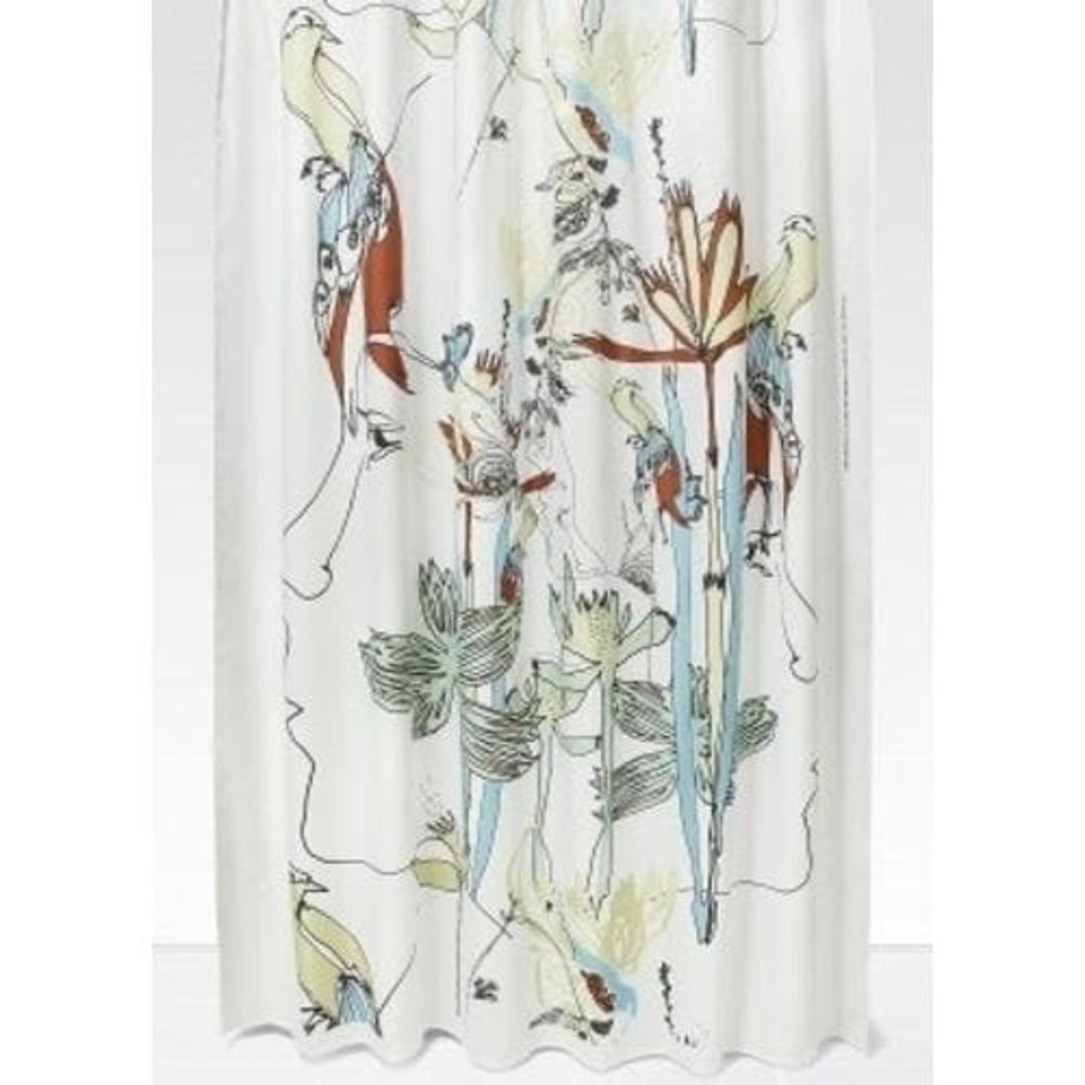 Rare Marimekko Iso Satakieli Faces Birds Shower Curtain Maija Isola Finland VTG - Picture 2 of 2